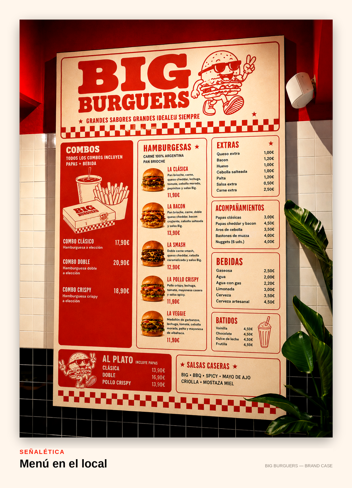 Big Burguers — menú señalético en el local