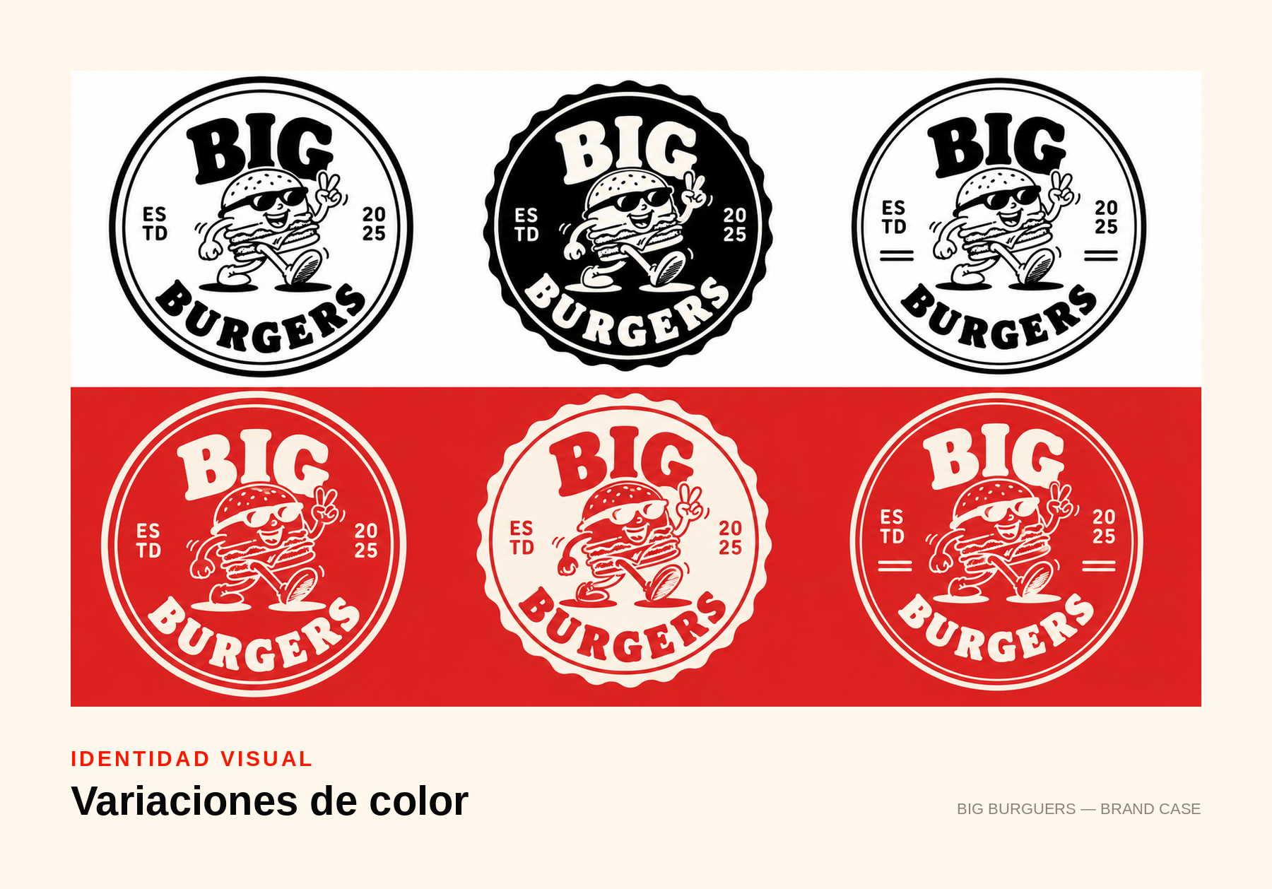 Big Burguers — variaciones de color del sello de marca