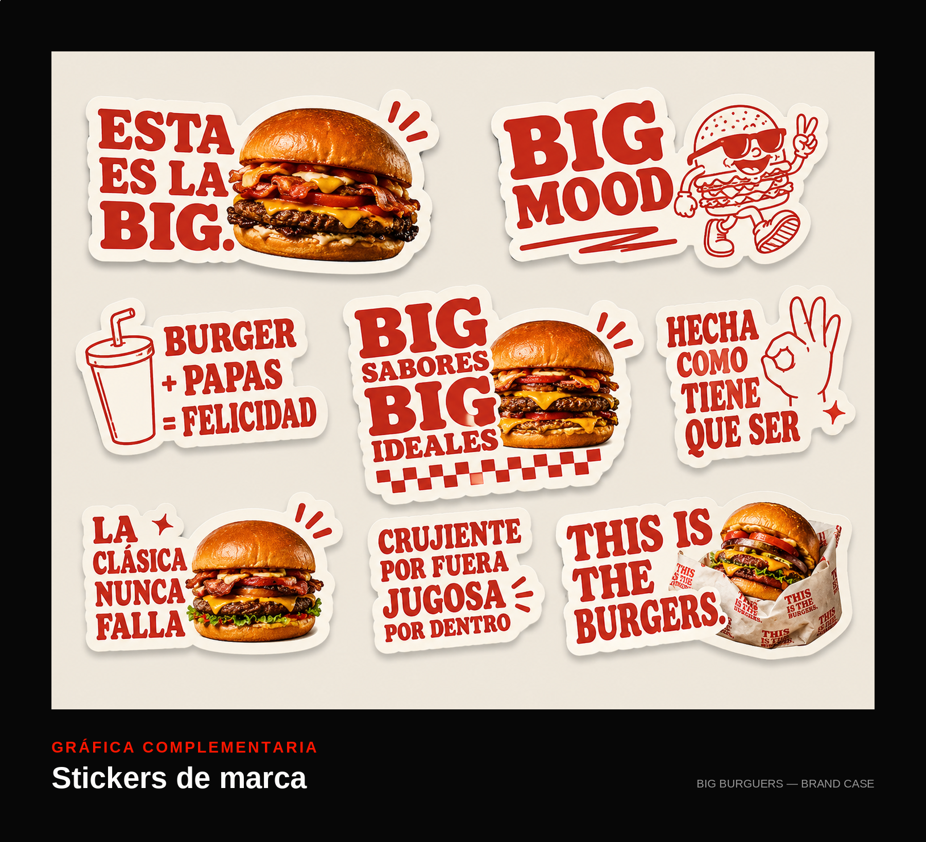 Big Burguers — set de stickers de marca