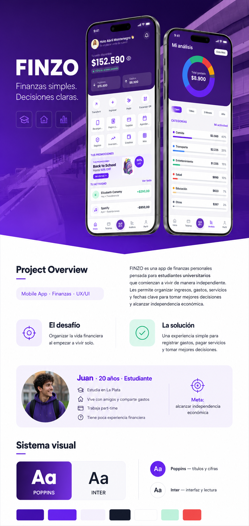Finzo — sistema visual: tipografías y paleta de color